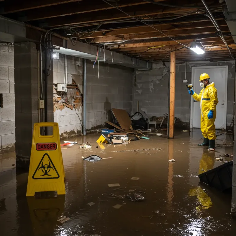 Flooded Basement Electrical Hazard in Locust, NC Property