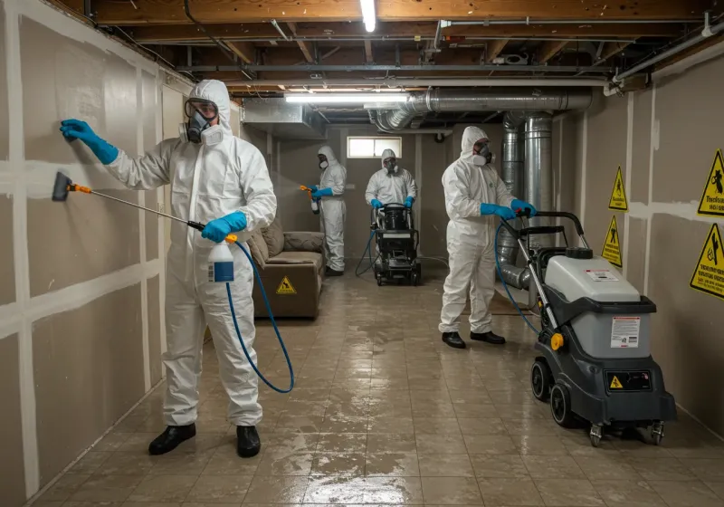 Basement Moisture Removal and Structural Drying process in Locust, NC